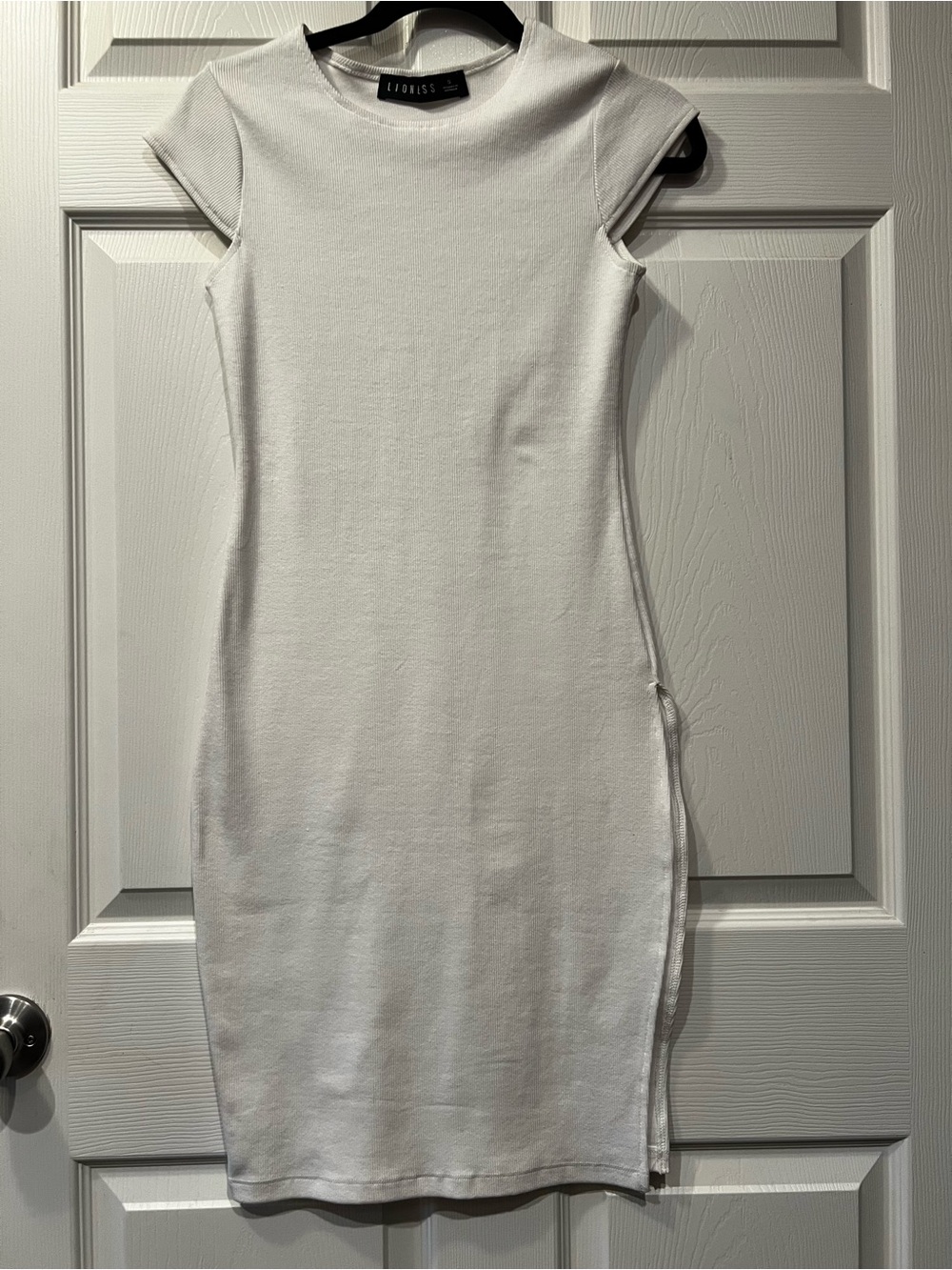 Lioness White Cap-Sleeve Bodycon Dress 95% Cotton 5% Spandex